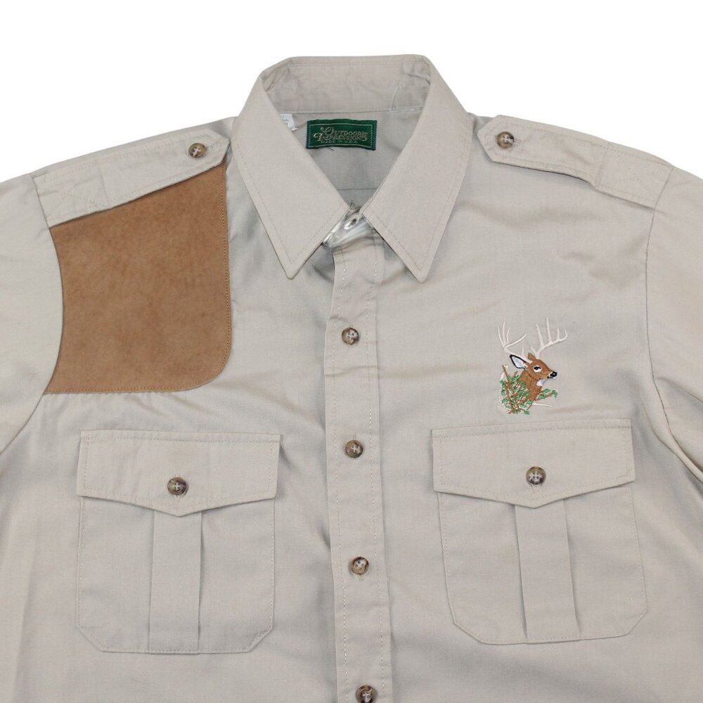 Outdoors Impression Mens Large Khaki Brown Shooting Hunting Long Sleeve Shirt - Picture 5 of 16
